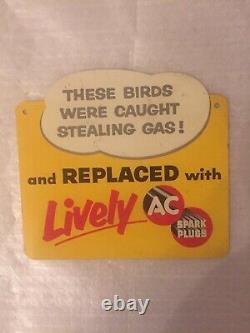 1950s These Birds Were Caught Stealing Gas! Ac Spark Plug Double Sided Sign