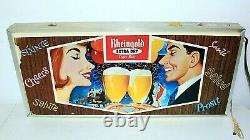 1950s Vintage Double-Sided MISS RHEINGOLD BEER Lighted Hanging Bar Light Sign