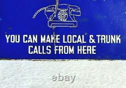 1950s Vintage Local & Trunk Calls Phonebooth Double Sided Enamel Sign Board
