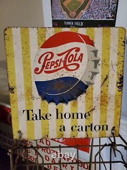 1950s Vintage Pepsi Cola Metal Display Rack Double Sided Sign
