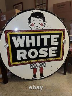 1950s White Rose Oil Co. 48 Double Sided Porcelain Sign