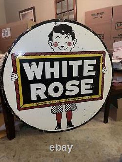 1950s White Rose Oil Co. 48 Double Sided Porcelain Sign