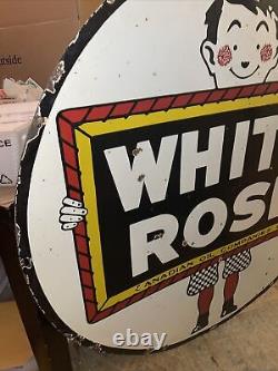 1950s White Rose Oil Co. 48 Double Sided Porcelain Sign