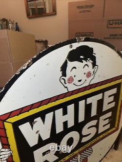 1950s White Rose Oil Co. 48 Double Sided Porcelain Sign