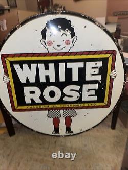 1950s White Rose Oil Co. 48 Double Sided Porcelain Sign