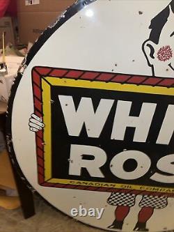 1950s White Rose Oil Co. 48 Double Sided Porcelain Sign