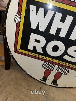 1950s White Rose Oil Co. 48 Double Sided Porcelain Sign