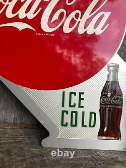 1951 Coca Cola Flange Sign. Painted Metal. 22.5inx18in. Double sided