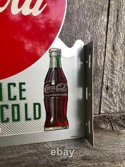 1951 Coca Cola Flange Sign. Painted Metal. 22.5inx18in. Double sided