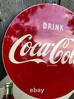 1951 Coca Cola Flange Sign. Painted Metal. 22.5inx18in. Double sided