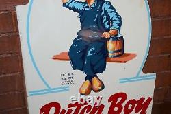 1954 Original Dutch Boy Paints Rare Double Sided Tin Flange Sign