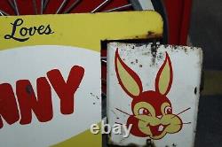 1956 Bunny Bread Advertising Double Sided Spinner Flange by Stout Sign Co