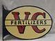 1956 V-c Fertilizers Double Sided Metal Painted Flange Sign