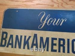 1959 Early Orig Vintage Double Sided Metal Sign Your BANK AMERICARD Welcome Here