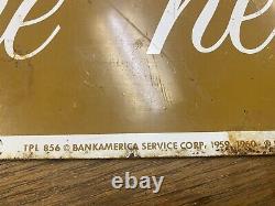 1959 Early Orig Vintage Double Sided Metal Sign Your BANK AMERICARD Welcome Here