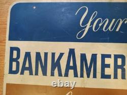 1959 Early Orig Vintage Double Sided Metal Sign Your BANK AMERICARD Welcome Here