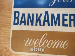 1959 Early Orig Vintage Double Sided Metal Sign Your BANK AMERICARD Welcome Here