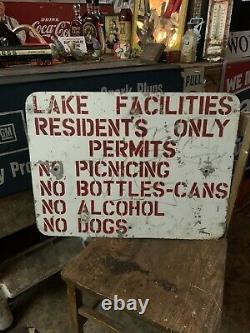 1960's lake rule sign double sided. Vintage Sign