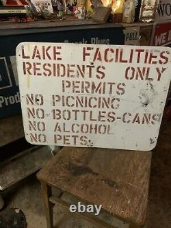 1960's lake rule sign double sided. Vintage Sign