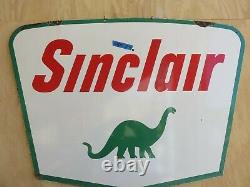 1961 Sinclair Dino Double Sided Porcelain Gas And Oil Sign 60 x 43 Nice Color