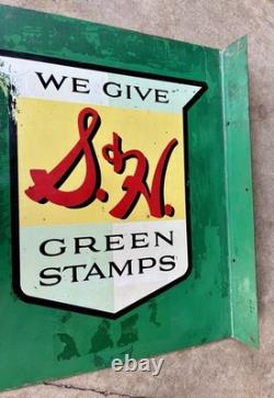 1963 S & H Green Stamps Advertising Vintage Metal Sign -Double-Sided Flange