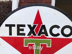 1964 Porcelain 6 Feet Diameter 72 Texaco 2-Sided Oil Gasoline Sign Double Sided