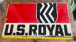1964 VINTAGE US Royal Tires Enamel Metal Sign Size 33 x 19 Inches Double Sided
