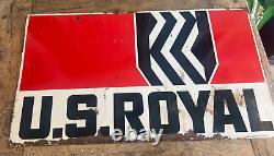 1964 VINTAGE US Royal Tires Enamel Metal Sign Size 33 x 19 Inches Double Sided