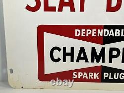 1968 Champion Spark Plugs Sign Fasten Your Seat Belts Double Sided Sign #3