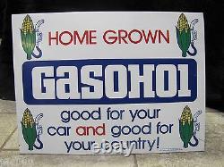 1970's GASOHOL Double Sided Sign Gas Oil Advertising Pump Topper Corn Farm Fuel