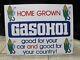 1970's Gasohol Double Sided Sign Gas Oil Advertising Pump Topper Corn Farm Fuel