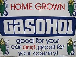 1970's GASOHOL Double Sided Sign Gas Oil Advertising Pump Topper Corn Farm Fuel