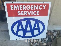 1970s AAA EMERGENCY SERVICE'PROPERTY OF' Sign double sided