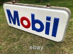 1970s Mobil Gas Light Up Sign. Double Sided. Plastic 8ftx4ft