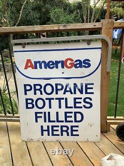 1983 Cal Gas Propane Bottles Filled Here Double Sided Flange Sign Original