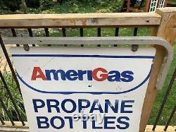 1983 Cal Gas Propane Bottles Filled Here Double Sided Flange Sign Original