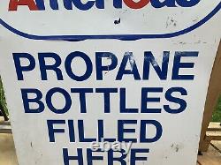 1983 Cal Gas Propane Bottles Filled Here Double Sided Flange Sign Original