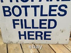 1983 Cal Gas Propane Bottles Filled Here Double Sided Flange Sign Original