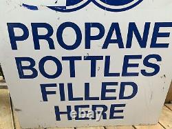 1983 Cal Gas Propane Bottles Filled Here Double Sided Flange Sign Original
