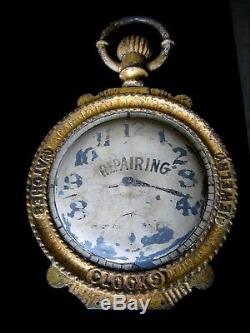 19th Century Large Cast Iron Jewelry and Watch Repairing Double Sided Sign