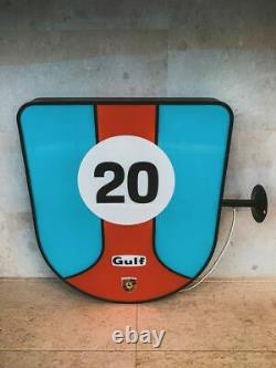 2000s Porsche Gulf illuminated double side sign