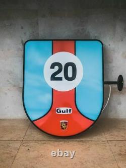 2000s Porsche Gulf illuminated double side sign