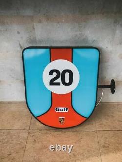 2000s Porsche Gulf illuminated double side sign