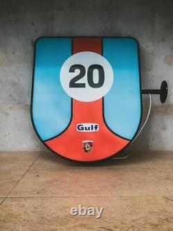 2000s Porsche Gulf illuminated double side sign