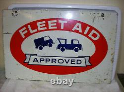 23 x 15 Rare Vintage Fleet Aid Approved Double Sided Heavy Metal Sign