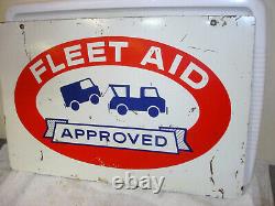23 x 15 Rare Vintage Fleet Aid Approved Double Sided Heavy Metal Sign