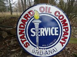24 Double Sided 1934 Standard Oil Company Porcelain Enamel Sign Texaco Gulf