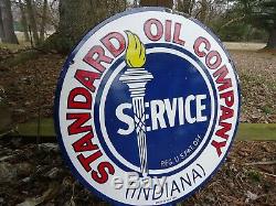 24 Double Sided 1934 Standard Oil Company Porcelain Enamel Sign Texaco Gulf