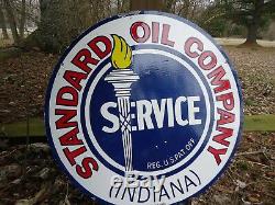 24 Double Sided 1934 Standard Oil Company Porcelain Enamel Sign Texaco Gulf