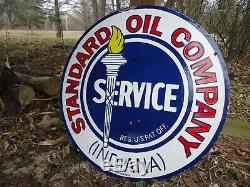 24 Double Sided 1934 Standard Oil Company Porcelain Enamel Sign Texaco Gulf